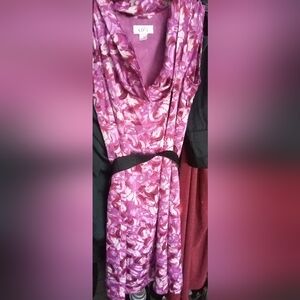 LOFT Pink and Black Swirl Dress